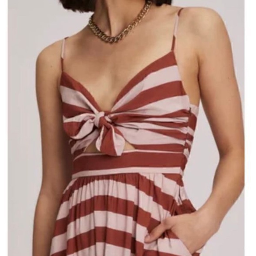 A.L.C. Laurel Maxi Dress in Rust & Lavender Stripe